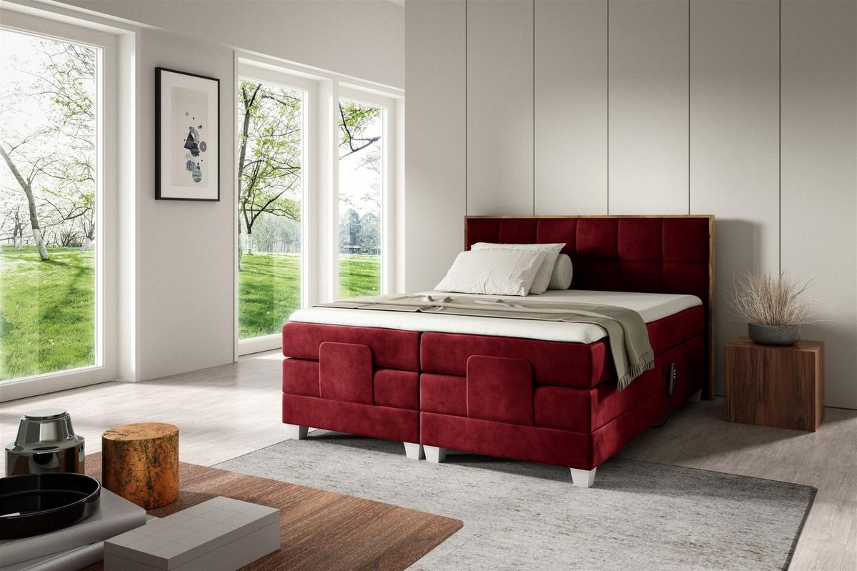 BOXSPRINGBETT Elektrisch Henry - Rot, Holzwerkstoff/Textil (160/200cm) - Fun Möbel