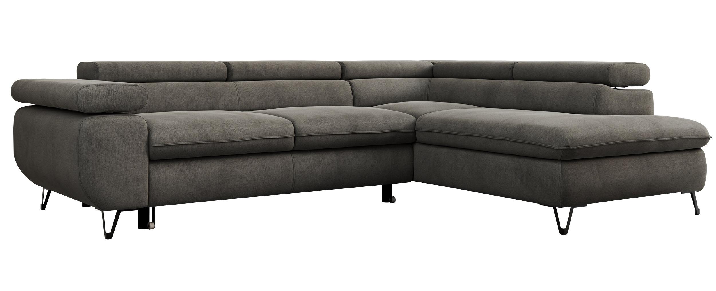 ECKSOFA PEDRO L Dunkelgrau Velvet - Rechts Seite - Dunkelgrau/Schwarz, Textil/Metall (273/208cm) - MKS