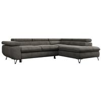 ECKSOFA PEDRO L Dunkelgrau Velvet - Rechts Seite - Dunkelgrau/Schwarz, Textil/Metall (273/208cm) - MKS
