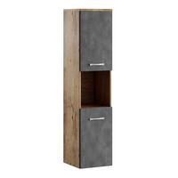 BADEZIMMERSCHRANK Montreal mit 2 Türen Kastanien Eiche / Grau - 30 x 30 x 130 cm - Eichefarben/Grau, Holz (30/131/30cm) - Badplaats