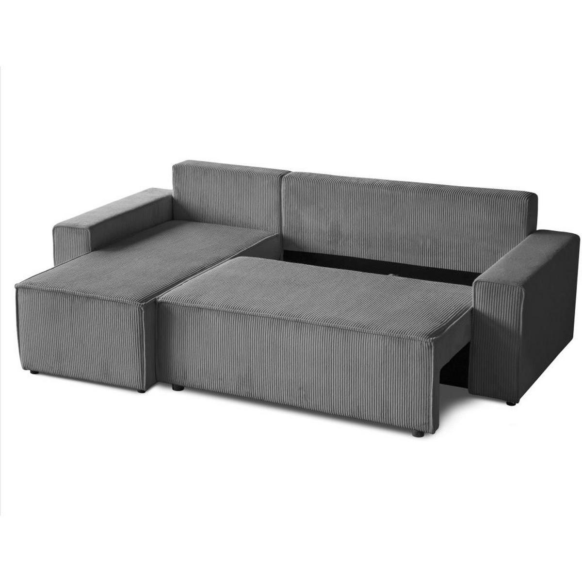 ECKSCHLAFSOFA mit Schlaffunktion Hektor, 247 cm, Ottomane 70 cm, grau - Schwarz/Grau, Kunststoff/Textil (247/152cm) - Beautysofa