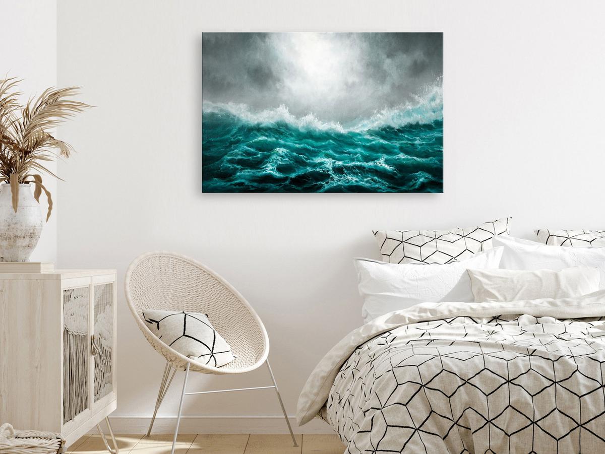 KUNSTDRUCK Grün 60/40 cm - Grau/Grün, Textil (60/40cm) - KUNSTLOFT
