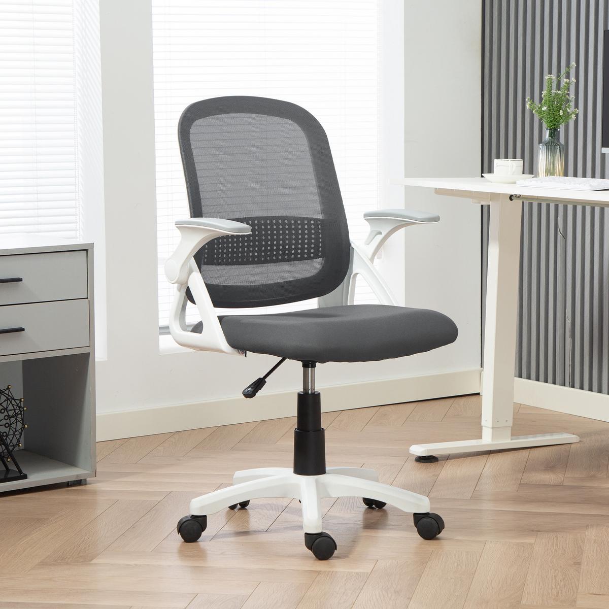 BÜROSTUHL höhenverstellbar Grau - Weiß/Grau, Kunststoff/Textil (57.5/101/60cm) - HOMCOM