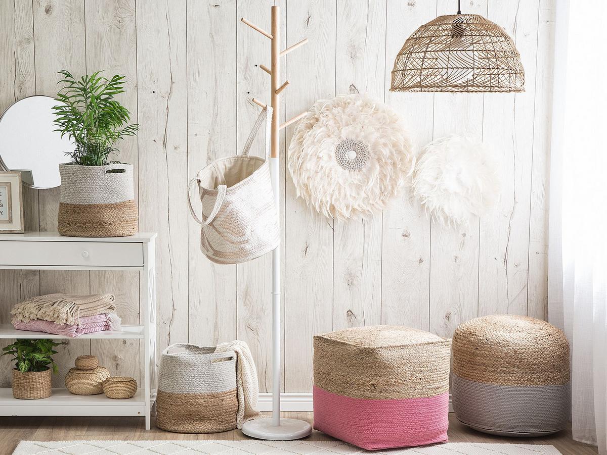 POUF Kirama 44/44/44 cm - Beige, Naturmaterialien (44/44/44cm) - Beliani