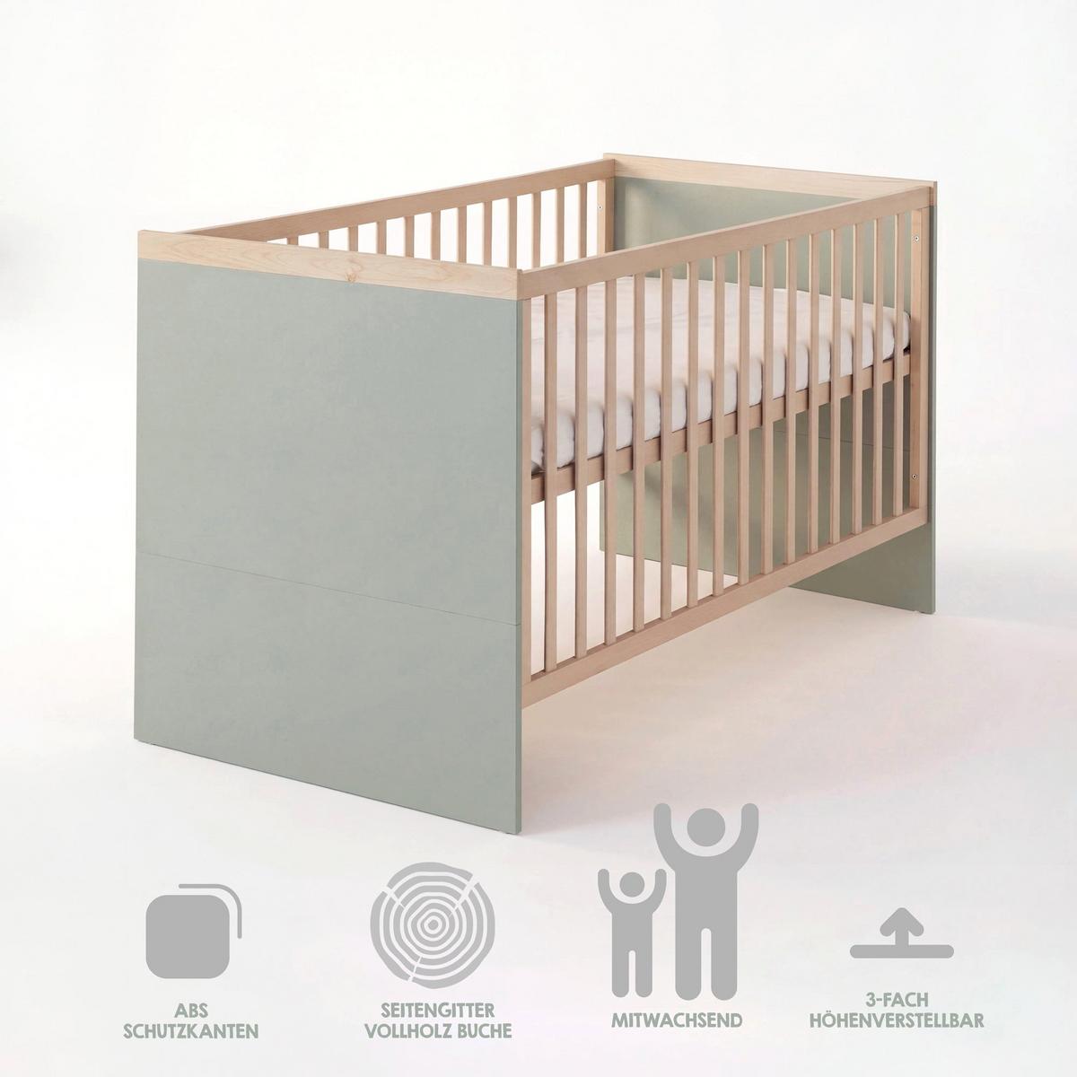 BABYZIMMER-SET Jimmy 3-teilig - Eichefarben/Salbeigrün, Holz/Holzwerkstoff (138/195/53cm) - Roba