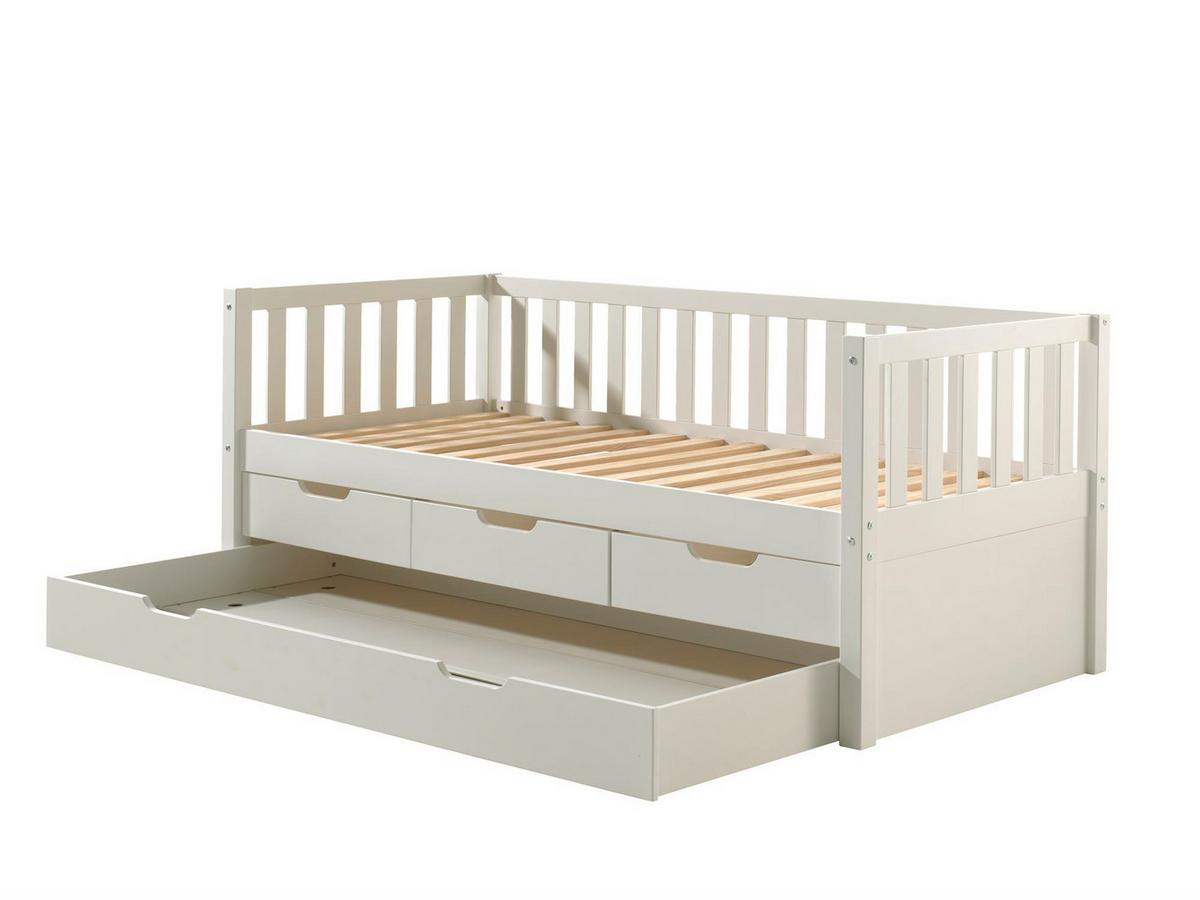 AUSZIEHBETT Karena 211x86x98 aus Massivholz in Weiß - Weiß, Holz (90/200cm) - 58aufmkessel