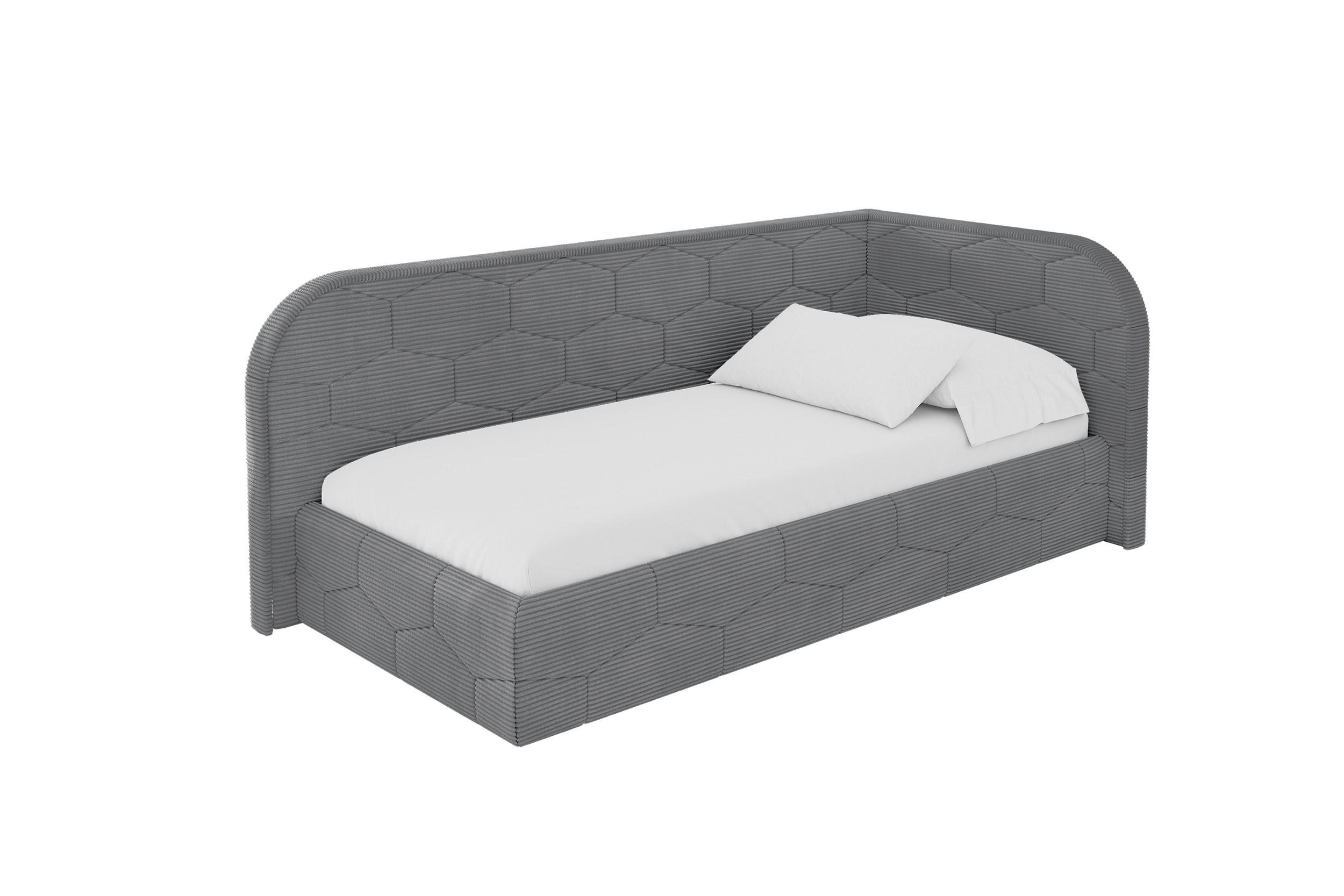 EINZELLBETT Jugendbett mit Bettkasten und Matratze H3/H4, Links - JAXY 100x200 Dunkelgrau - Graphitfarben, Holzwerkstoff/Textil (100/200cm) - ALTDECOR