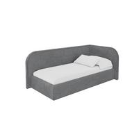 EINZELLBETT Jugendbett mit Bettkasten und Matratze H3/H4, Links - JAXY 100x200 Dunkelgrau - Graphitfarben, Holzwerkstoff/Textil (100/200cm) - ALTDECOR