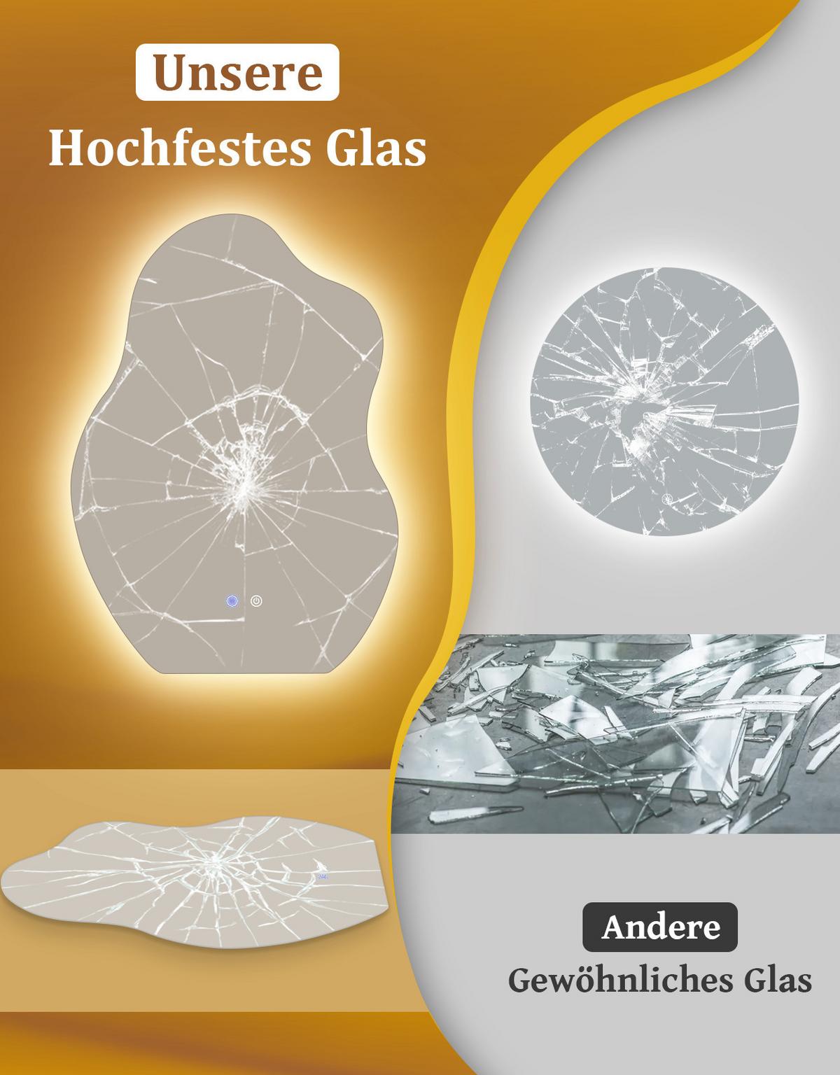 BADSPIEGEL mit Beleuchtung Kalen 3.4/50/70 cm - Weiß, Glas (50/70/3.4cm) - ZMH