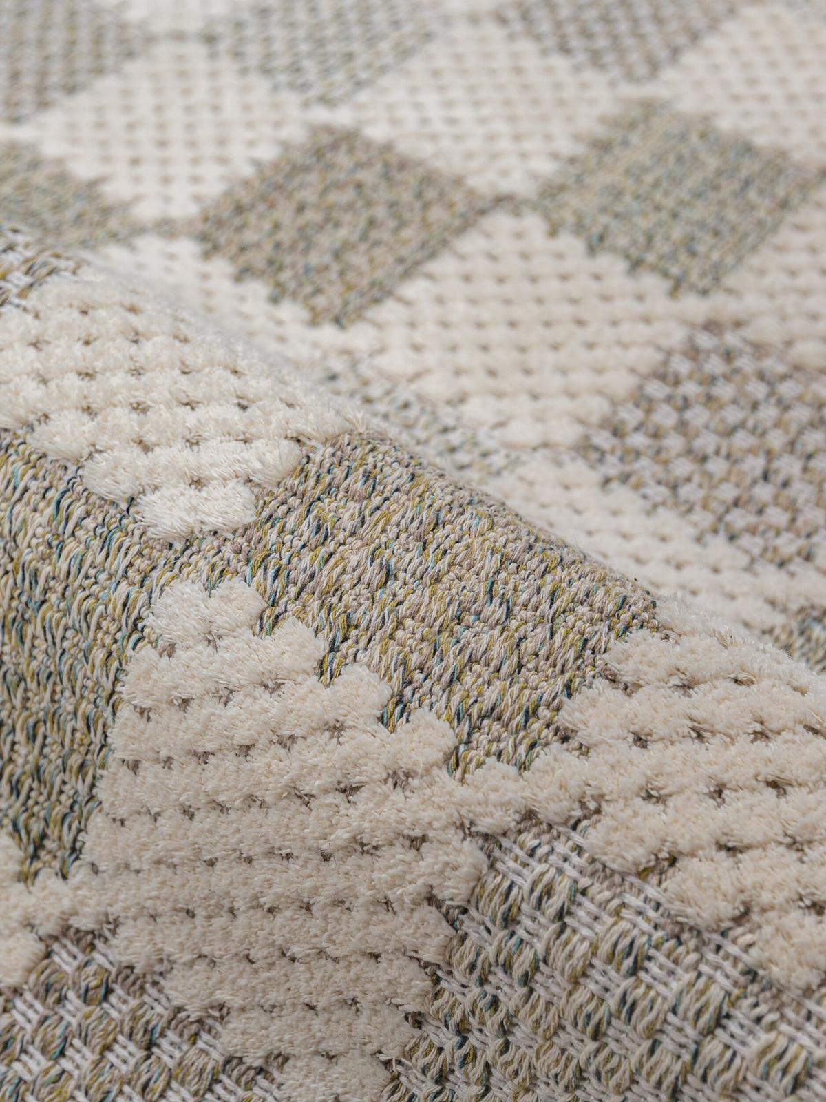 BAUMWOLLTEPPICH waschbar AFTON, Schachbrettmuster, Natur-Grün, 194 x 290 cm - Beige/Grün, Textil (194/290cm) - KADIMA DESIGN