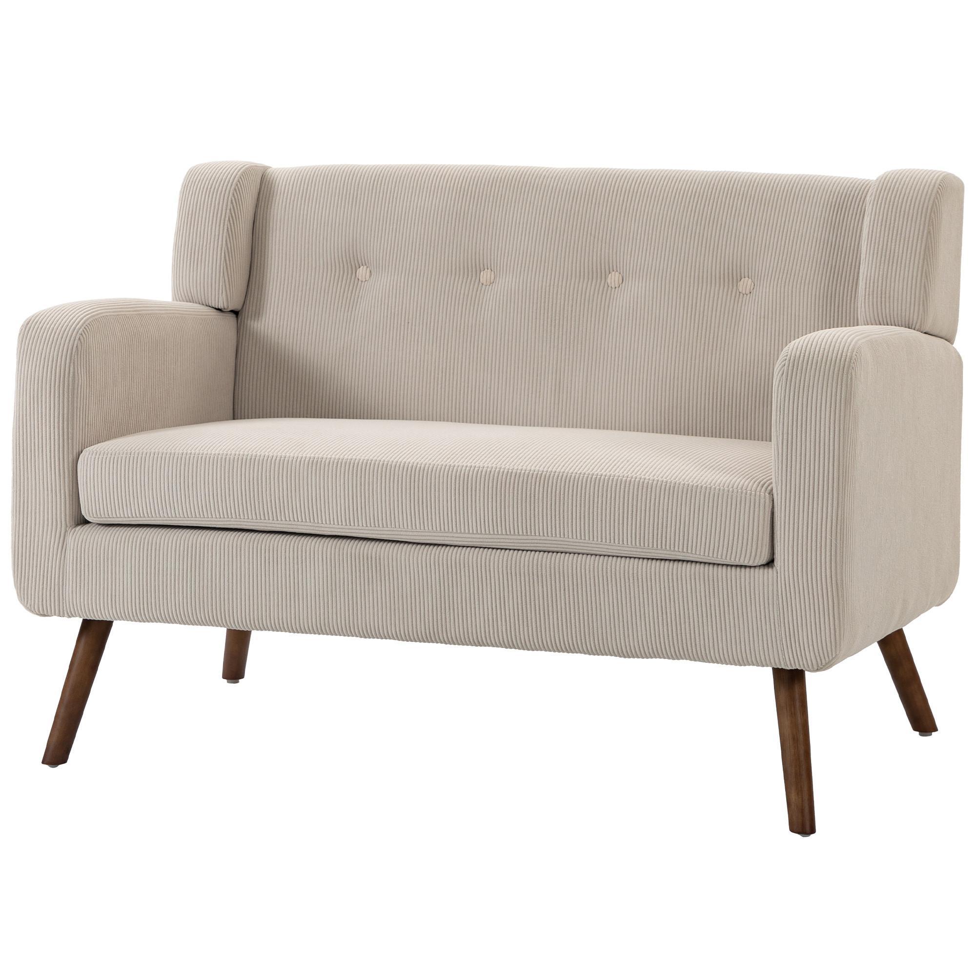 2-SITZER-SOFA Polyester Beige - Beige/Walnussfarben, Holz/Holzwerkstoff (72/80/118cm) - HOMCOM