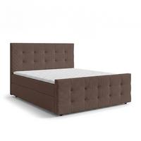 BOXBETT DEFNE 140x200 cm mit Fußteil und Matratze - Braun + TOPPER - Schwarz/Braun, Holz/Holzwerkstoff (140/200cm) - AX Living