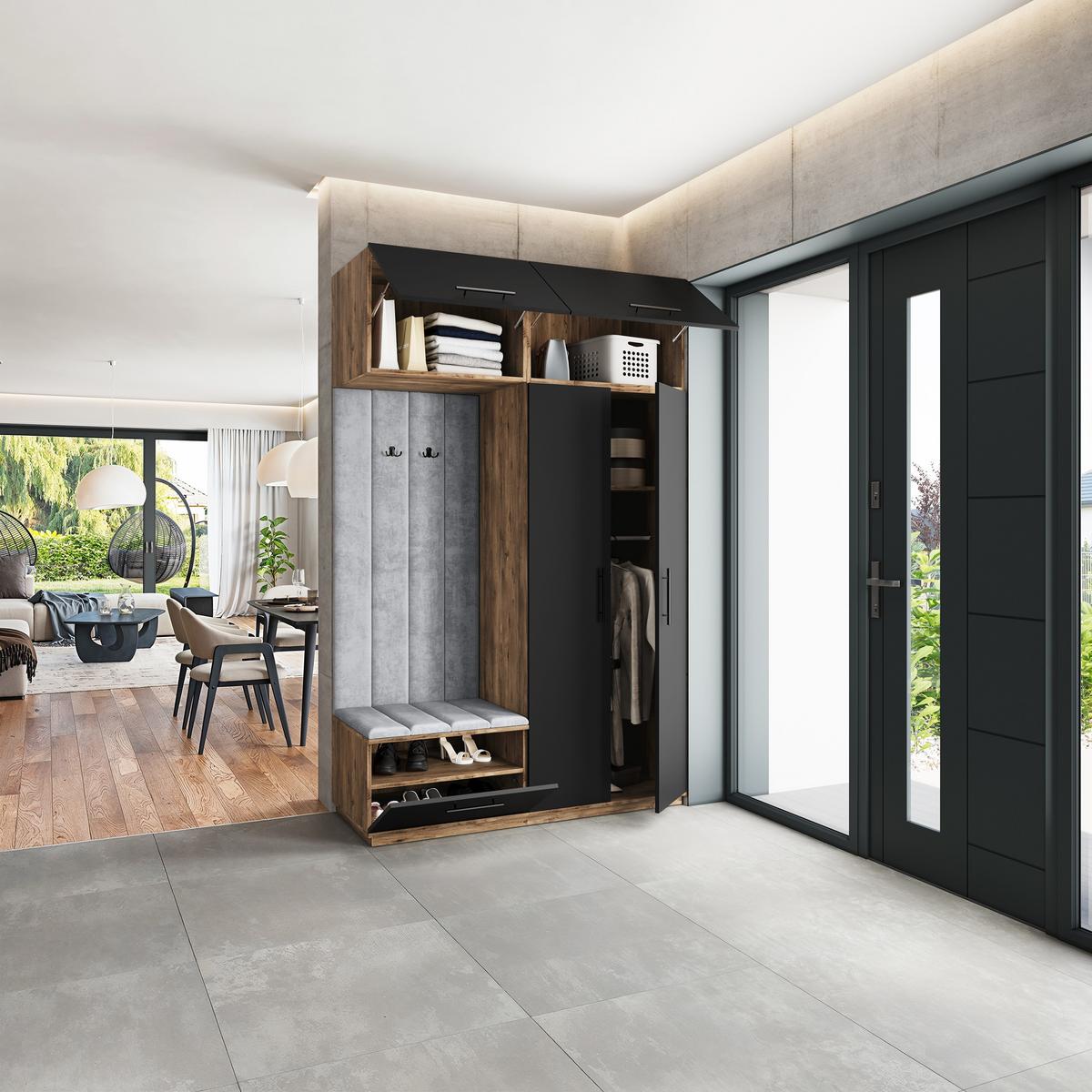 GARDEROBENSCHRANK REMA 150/240/60 cm Modern Eichefarben - Eichefarben/Hellgrau, Holzwerkstoff (150/240/60cm) - MASSENO