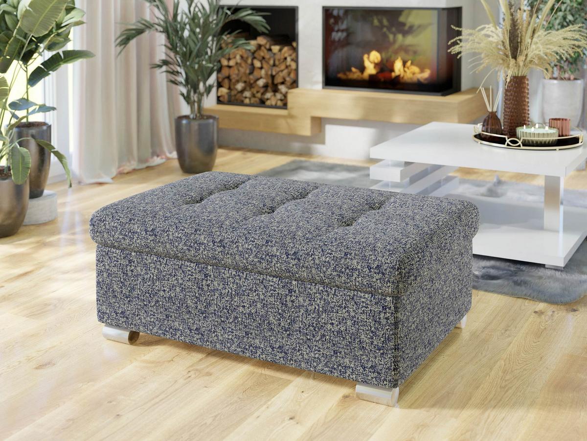 POLSTERHOCKER Niko Groß - Silberfarben/Multicolor, Holz/Textil (96/41/70cm) - MIRJAN24
