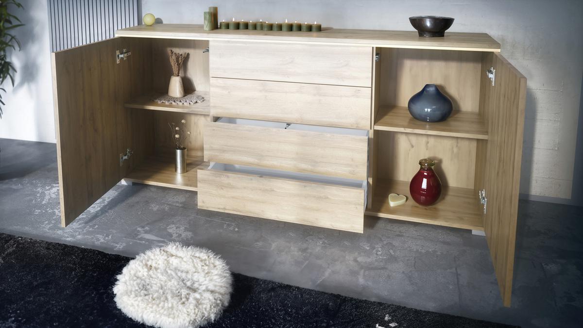 SIDEBOARD Faro Schwarz Hochglanz - Schwarz Hochglanz, Holzwerkstoff (166.5/75.5/35cm) - Vladon