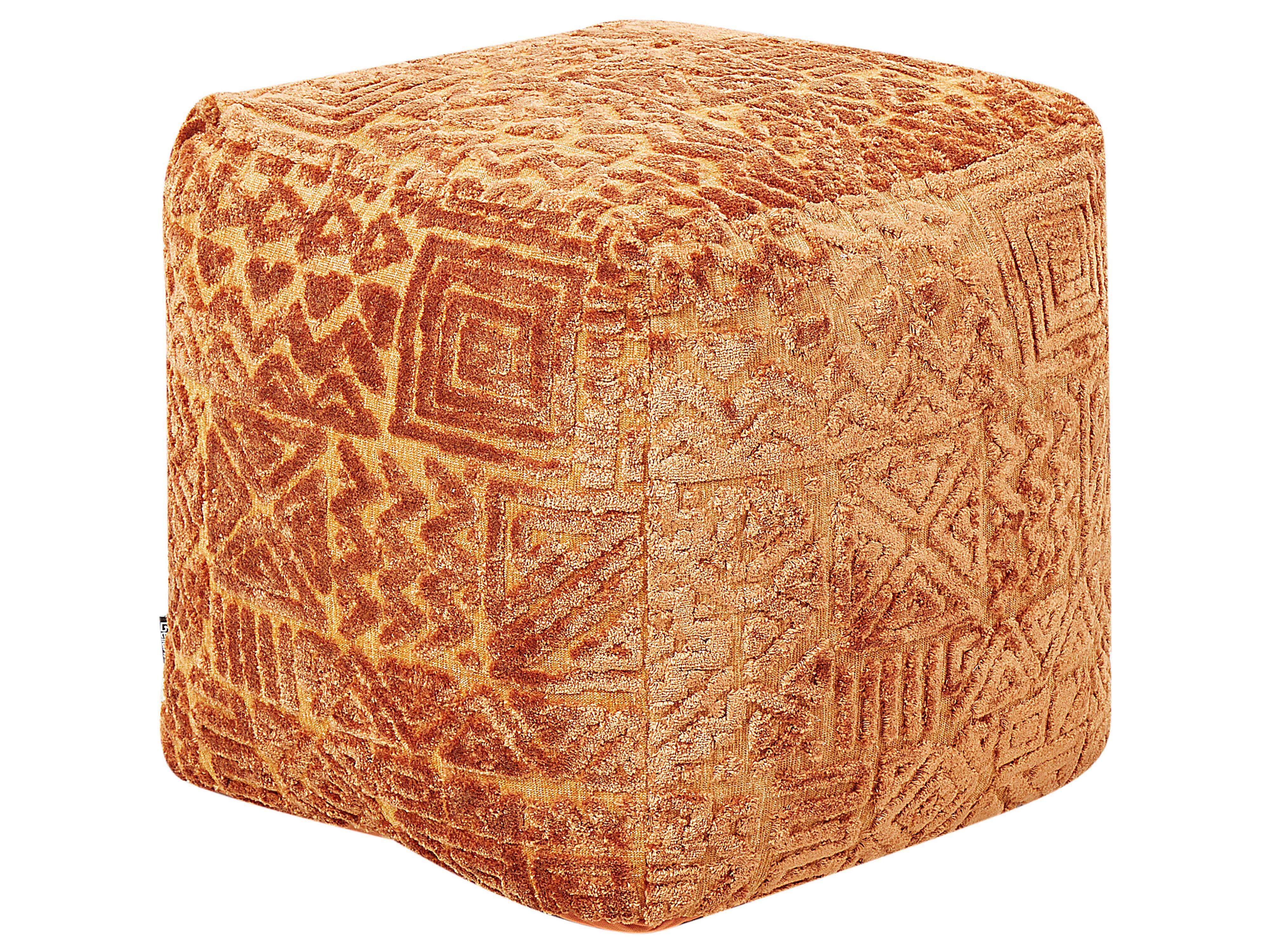 POUF Sanawan 45/45/45 cm - Braun, Naturmaterialien/Textil (45/45/45cm) - Beliani