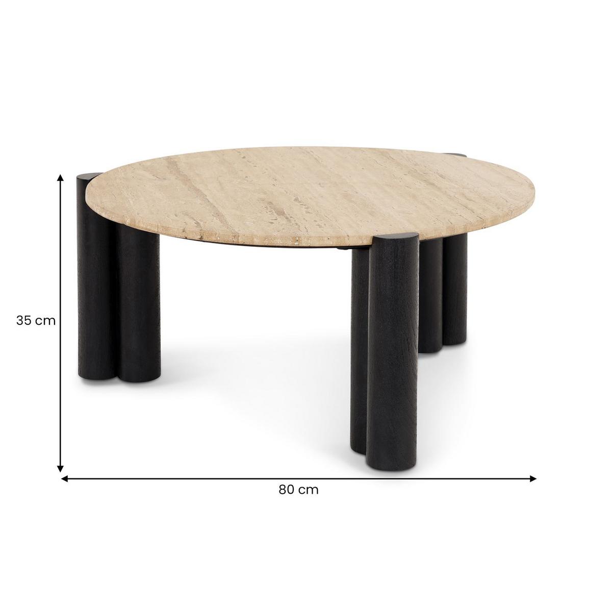 COUCHTISCH TAPTI beige/schwarz - Beige/Schwarz, Holz/Naturmaterialen (80/80/35cm) - IDIMEX
