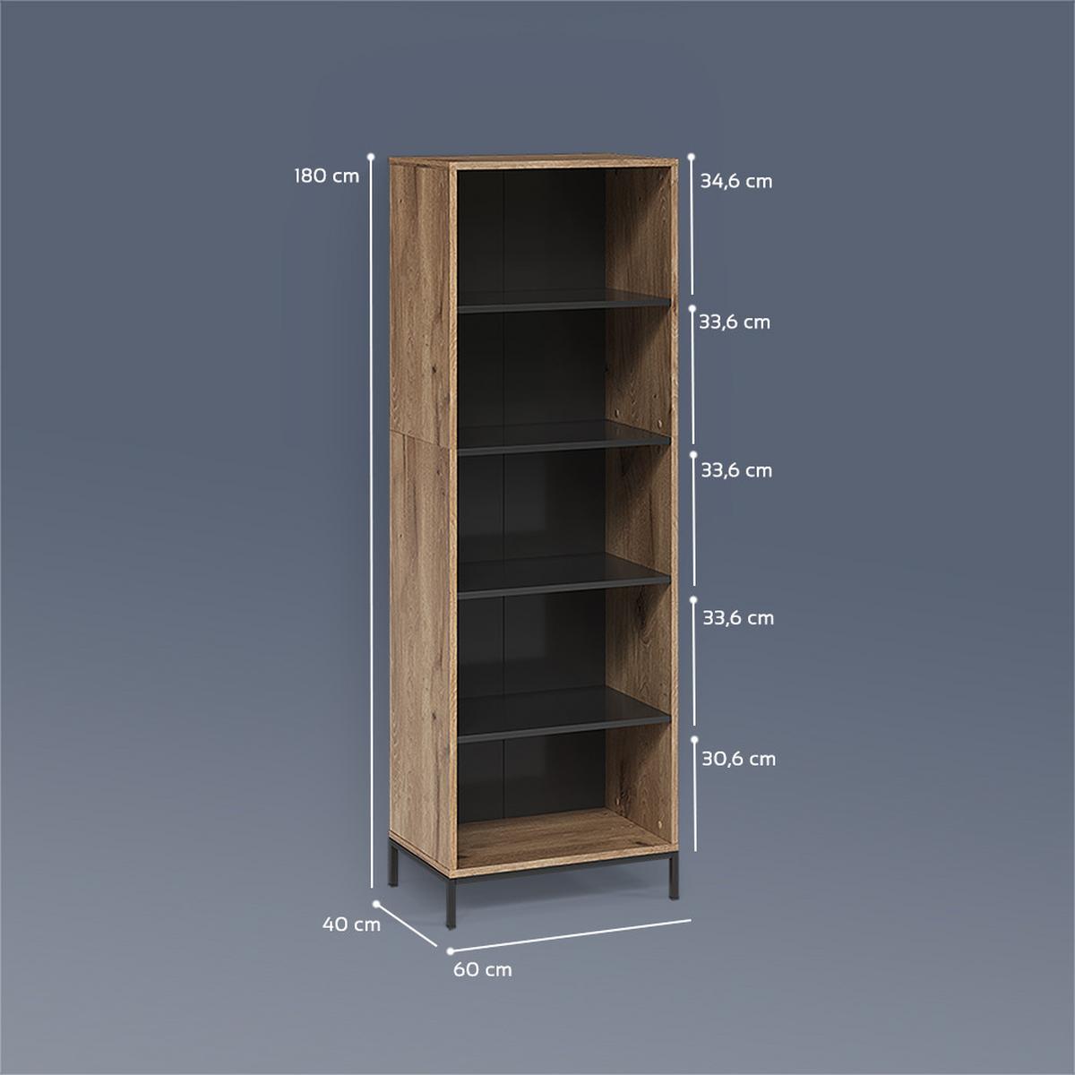 BÜCHERREGAL Aterno Viking Oak mit 5 Fächern - Eichefarben, Holzwerkstoff (60/180/40cm) - Livinity®