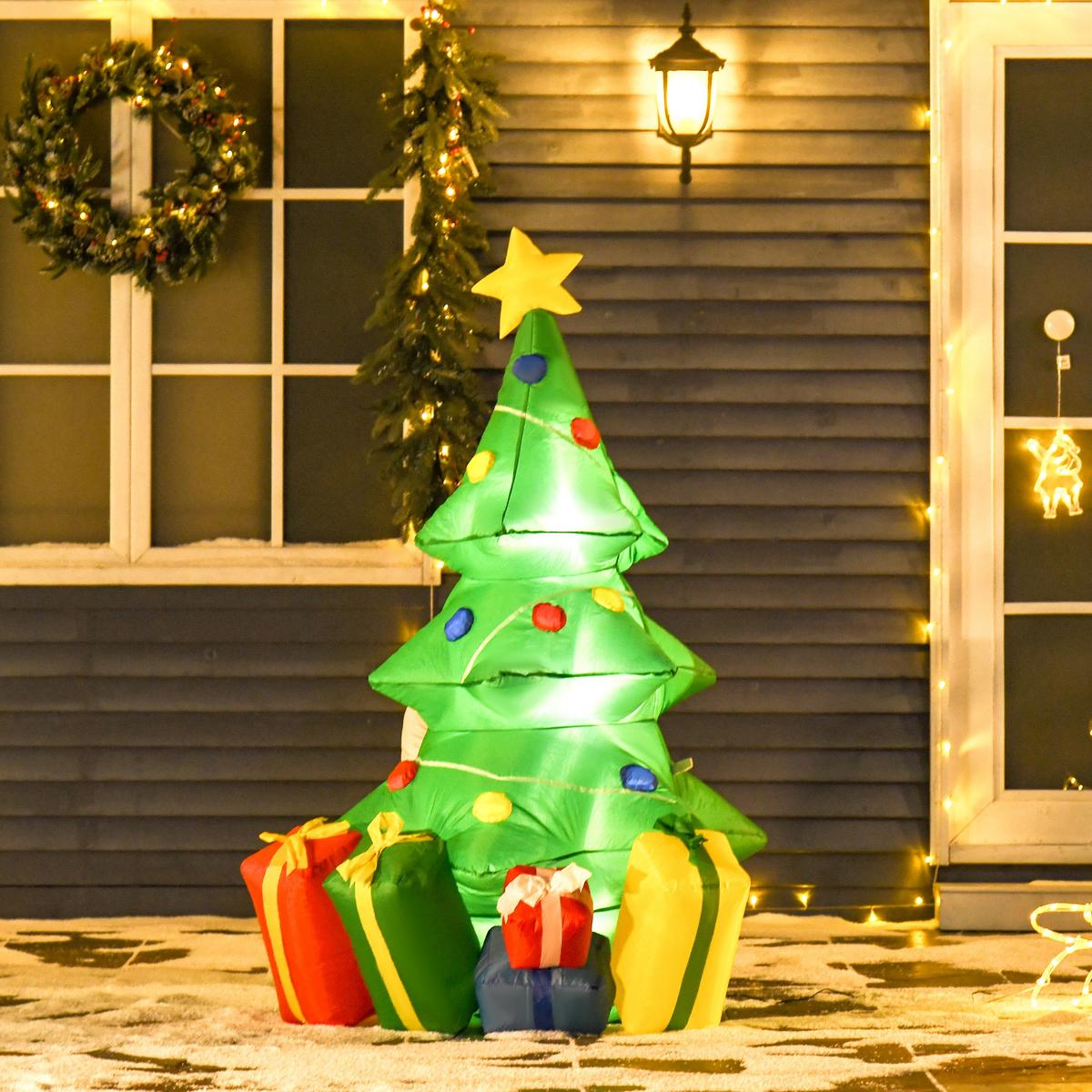 WEIHNACHTSDEKORATION aufblasbar mit LED-Licht, 150 cm Wasserdicht - Multicolor, Textil (65/150/75cm) - HOMCOM