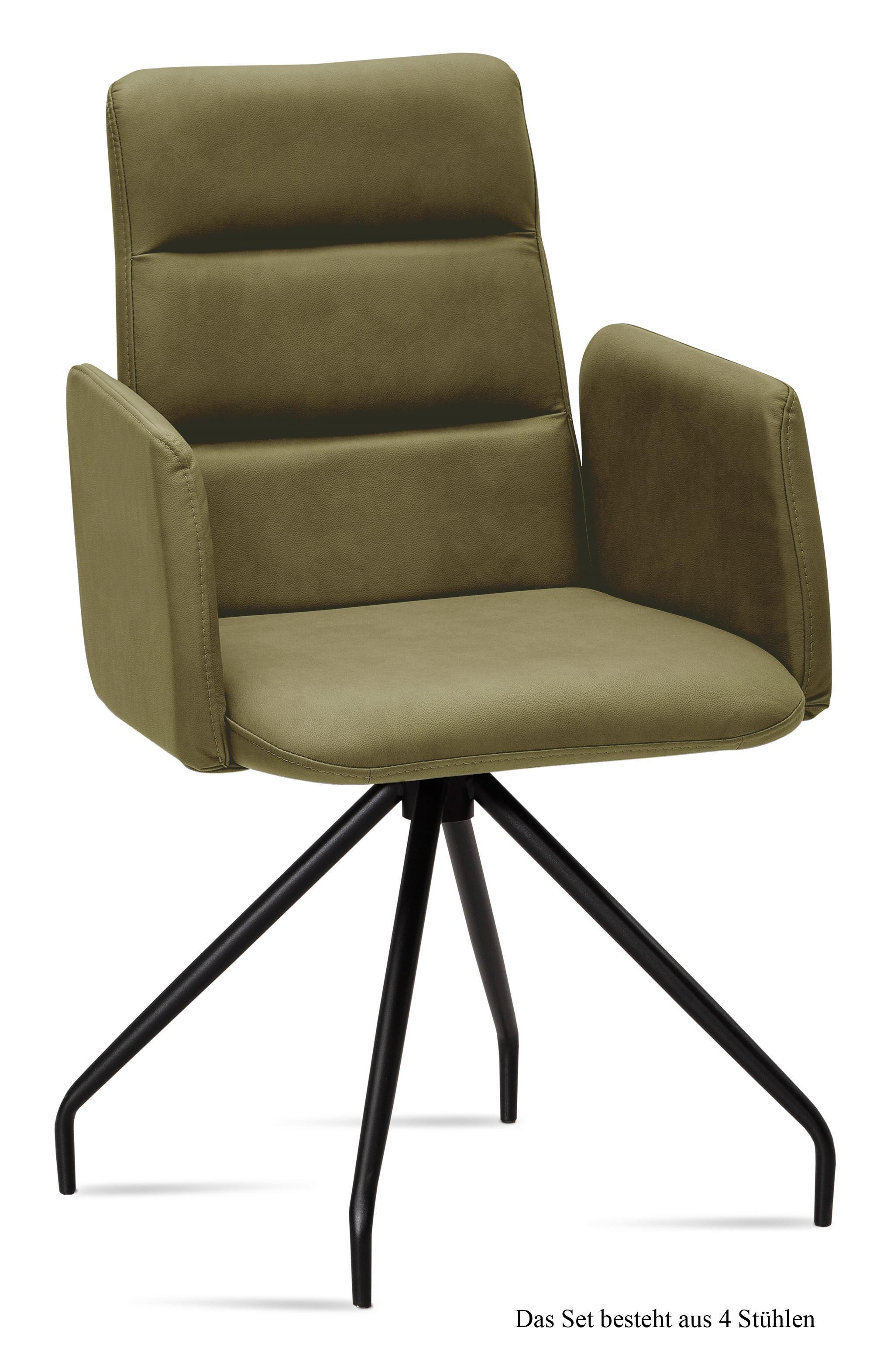 ARMLEHNSTUHL (4er-Set) Devora 52x92x60 Schwarz/Olivgrün - Schwarz/Olivgrün, Kunststoff (60/92/52cm) - 58aufmkessel