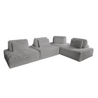 MODULSOFA WIOLO SOFT 4 MODULE 4 KISSEN Grau Cord - Schwarz/Grau, Kunststoff/Textil (333/84/222cm) - KAWOLA
