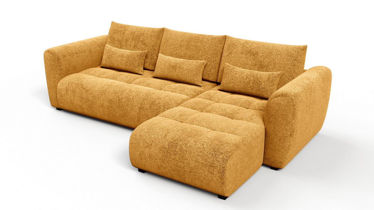 ECKSOFA SORENO 4-Sitzer, gelb - Gelb/Schwarz, Holz/Textil (293/171cm) - Wozimo