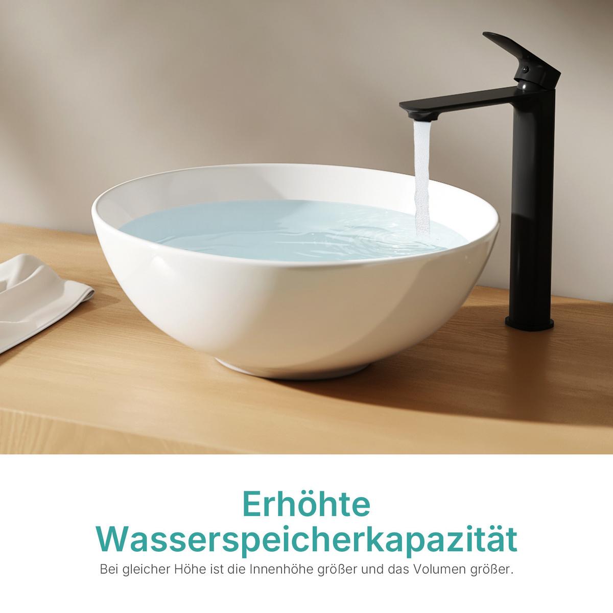 WASCHBECKEN Aufsatz Keramik Weiß Glänzend Ø41,5 / 15,5 cm - Weiß, Keramik (41/15/41cm) - EMKE