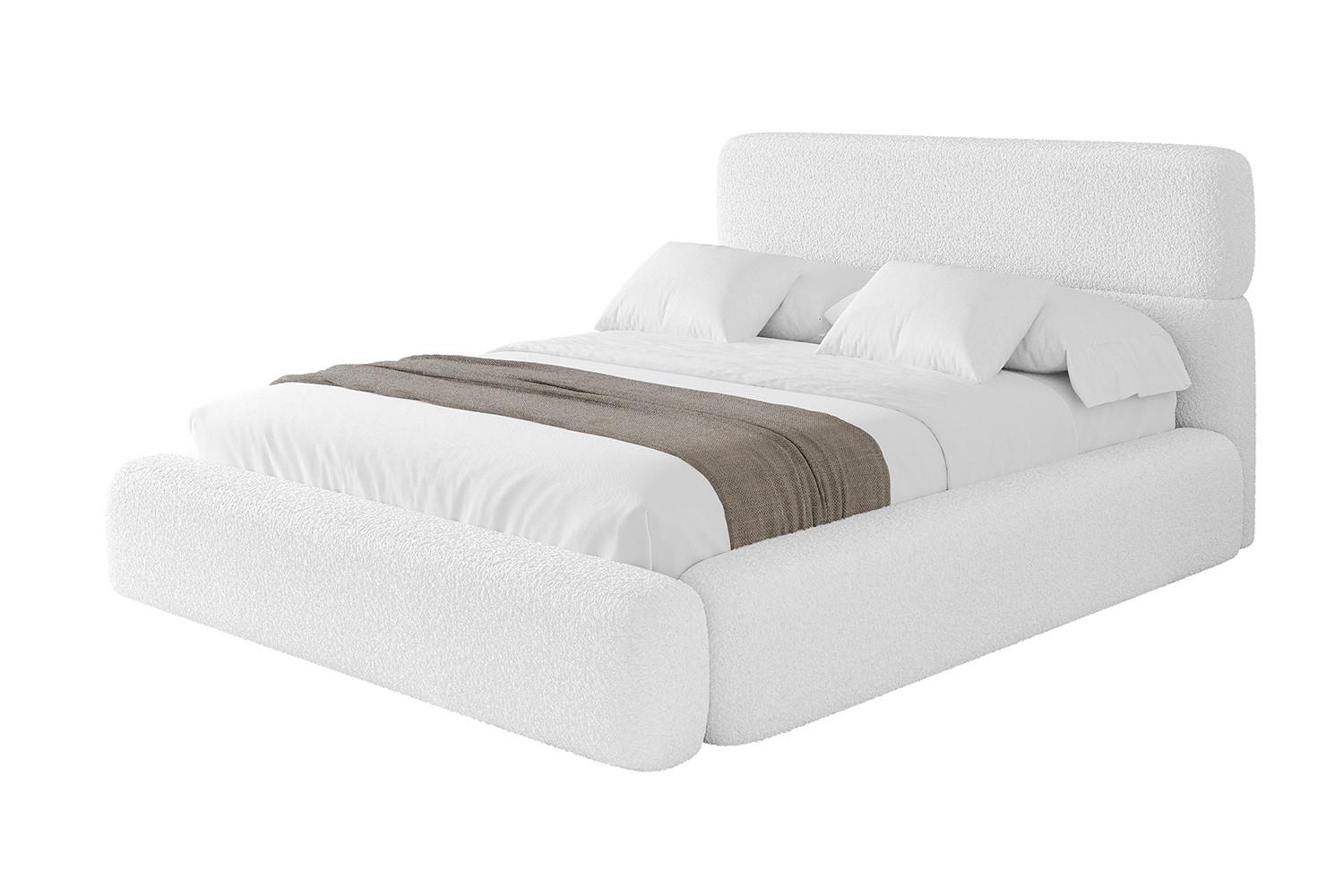 POLSTERBETT mit Bettkasten und Lattenrost, Bett mit Matratze H3/H4 - ENORA 180x200 Weiß - Weiß, Holzwerkstoff/Textil (180/200cm) - ALTDECOR