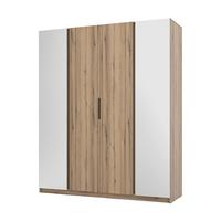 KLEIDERSCHRANK Nehir Eiche Evoke 200 cm - 4T Modern mit 2 Spiegeln außen - Eichefarben, Holzwerkstoff/Kunststoff (200/239/61.9cm) - AX Living