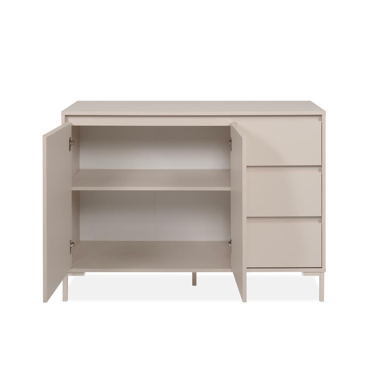 SIDEBOARD 2 Türen und 3 Schubladen, kaschmirfarben 40/87/120 cm - Beige, Holzwerkstoff (40/87/48cm) - Calicosy