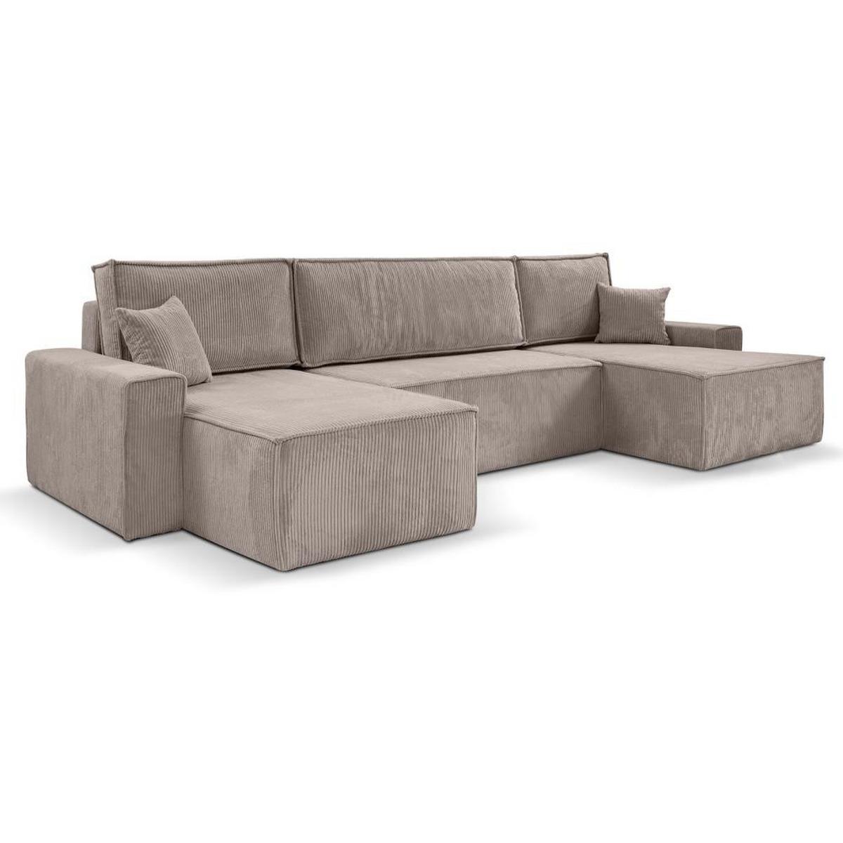 WOHNLANDSCHAFT Hektor U mit Schlaffunktion, 377 cm, cappuccino - Schwarz/Cappuccino, Kunststoff/Textil (377/94/152cm) - Beautysofa