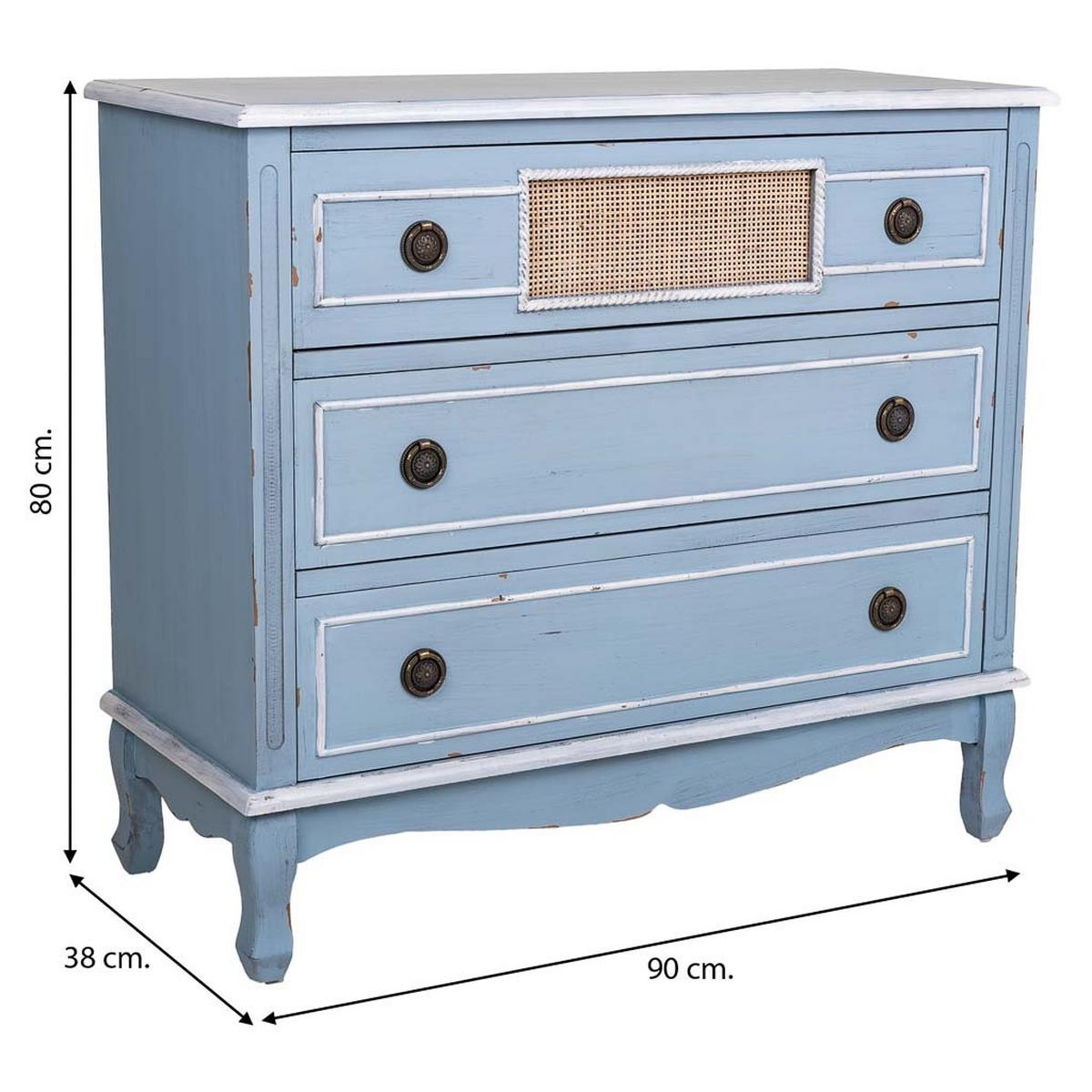 KOMMODE aus Holz 90x38x80 blauem - Blau, Holzwerkstoff (90/80/38cm) - Wanderlust