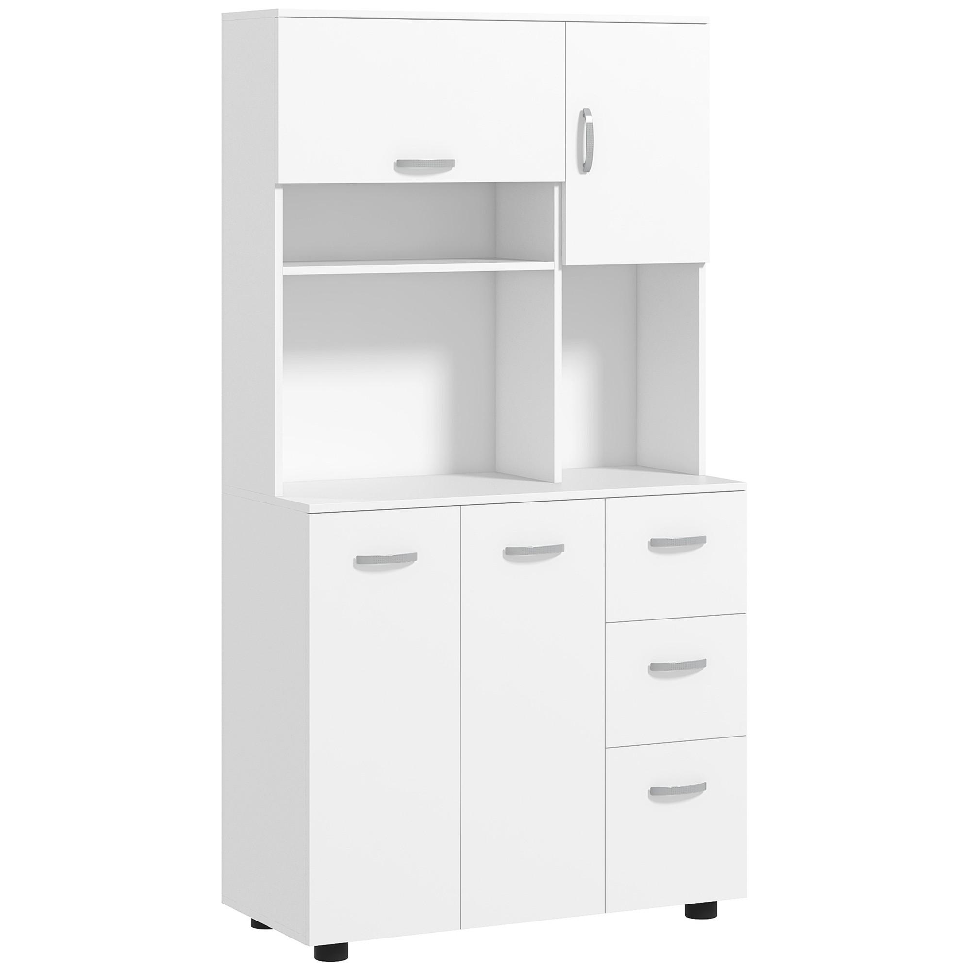 KÜCHENSCHRANK MDF Spanplatte Weiß - Weiß, Holzwerkstoff (39.5/168/89cm) - HOMCOM