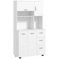 KÜCHENSCHRANK MDF Spanplatte Weiß - Weiß, Holzwerkstoff (39.5/168/89cm) - HOMCOM