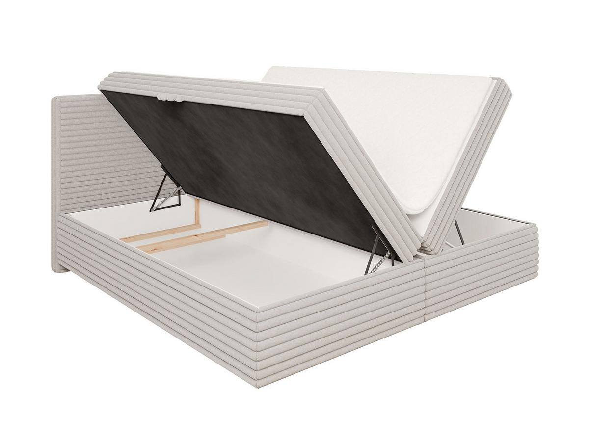 BOXBETT Roma 200/200 cm Hellgrau Plüschcord - Hellgrau/Schwarz, Holz/Kunststoff (200/200cm) - S-Style Möbel