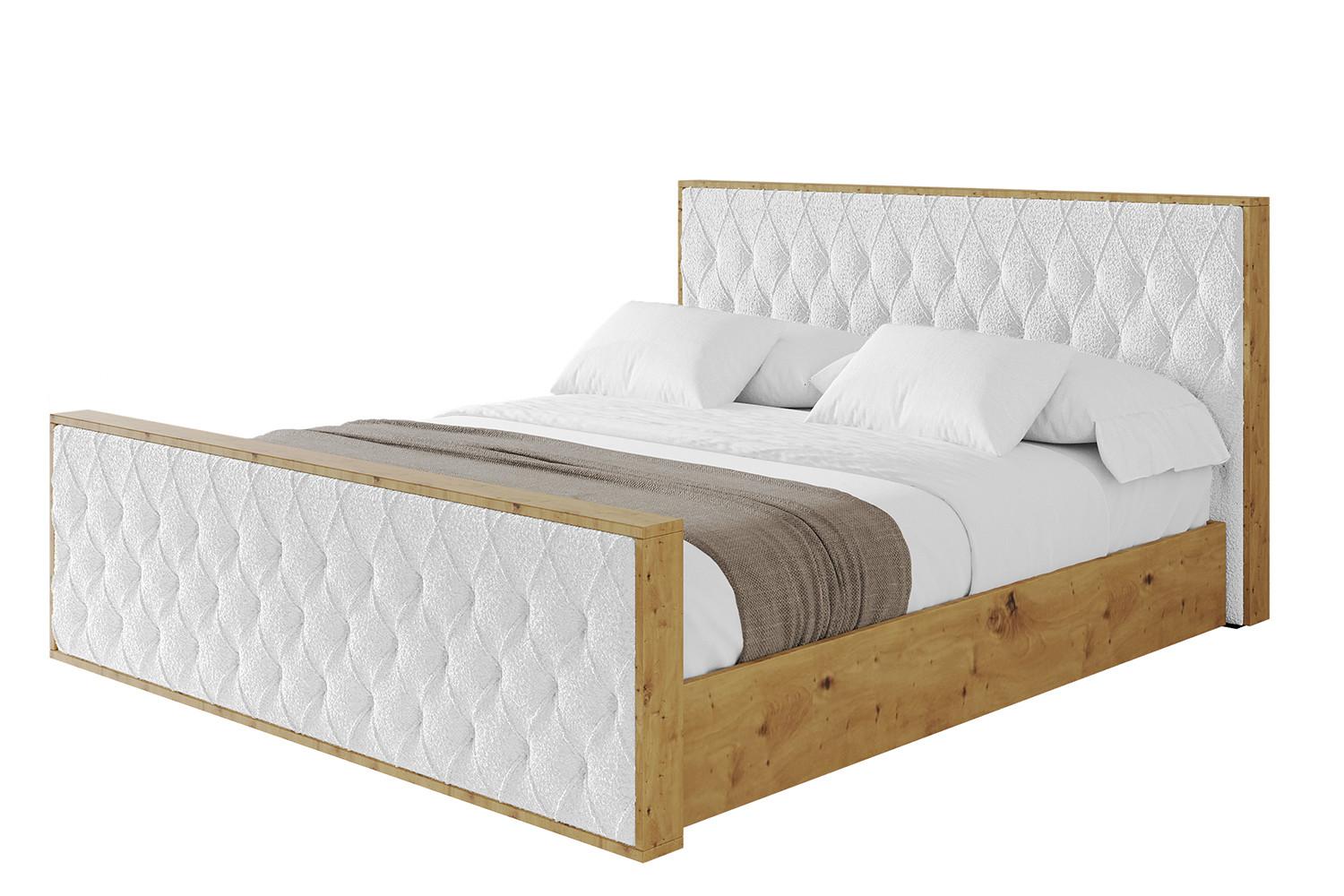 POLSTERBETT mit Bettkasten, Fußteil und Lattenrost, Boxbett ohne Matratze - ENZO5-Z 200x200 Weiß - Weiß, Holzwerkstoff/Textil (200/200cm) - ALTDECOR