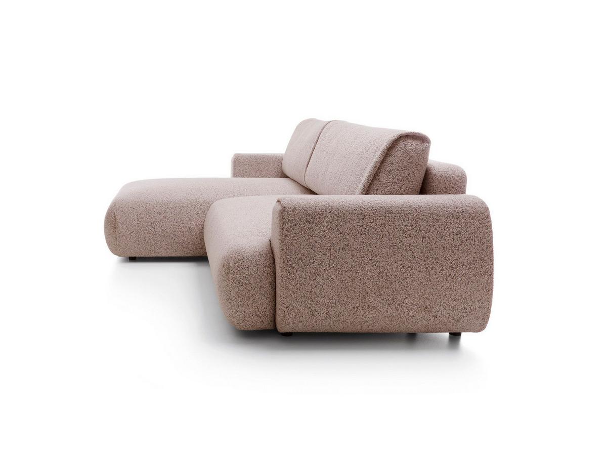 ECKSOFA ZEST Rosa Geflochtener Stoff mit Schlaffunktion - Rosa, Holz (270/167cm) - MASSENO