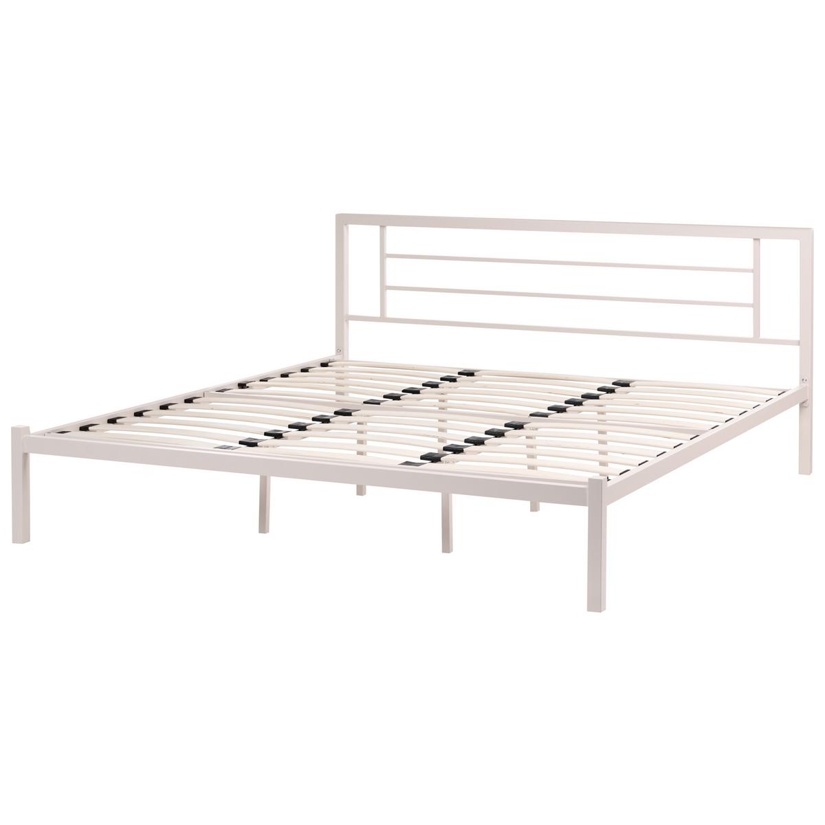 BETT mit Lattenrost 180/200 Stahl Hellbeige Cusset - Beige, Metall (180/200cm) - Beliani