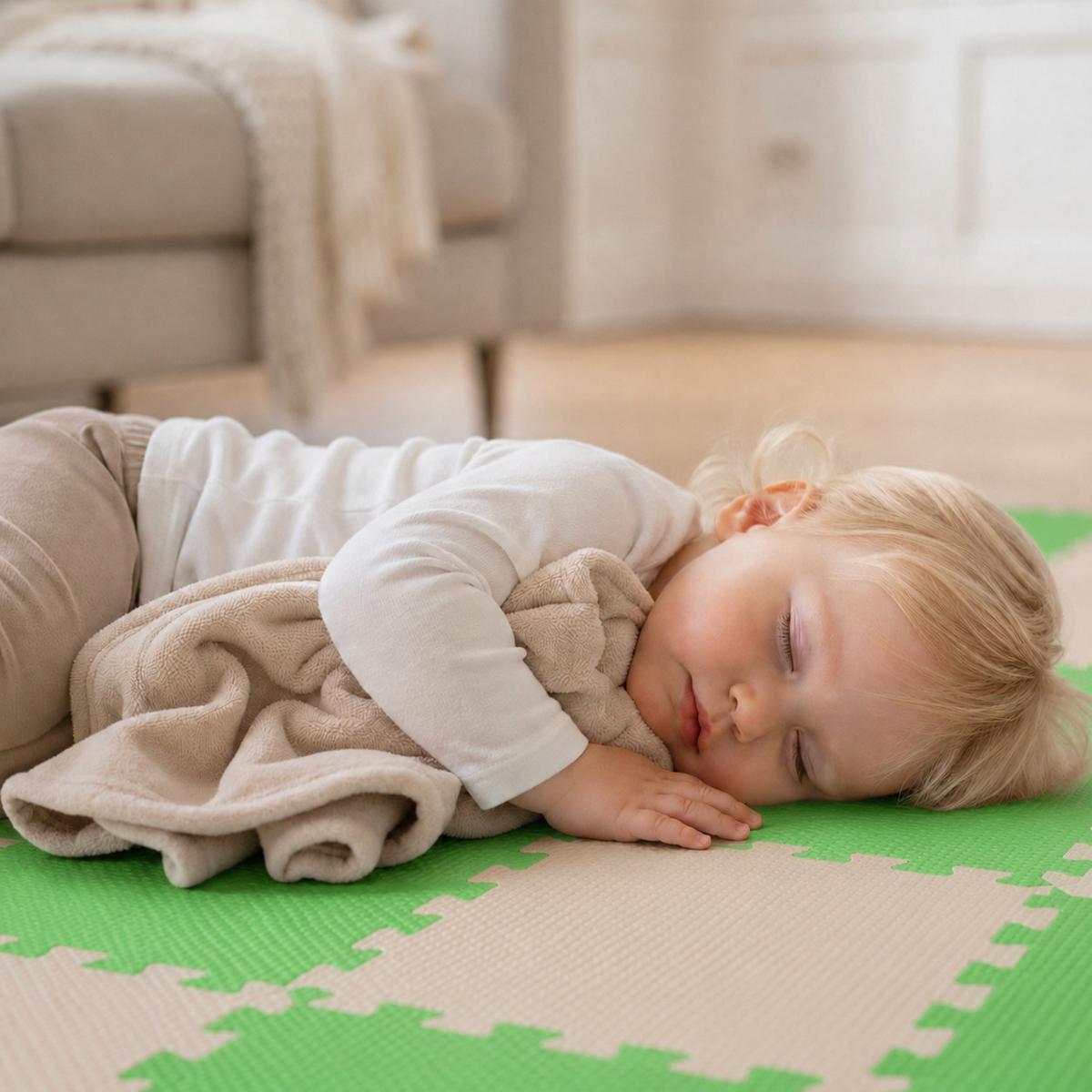 SPIELMATTE ab Null - 180/90/1 cm Puzzlematte Beige - Beige/Grün, Kunststoff (30/30cm) - Littletom
