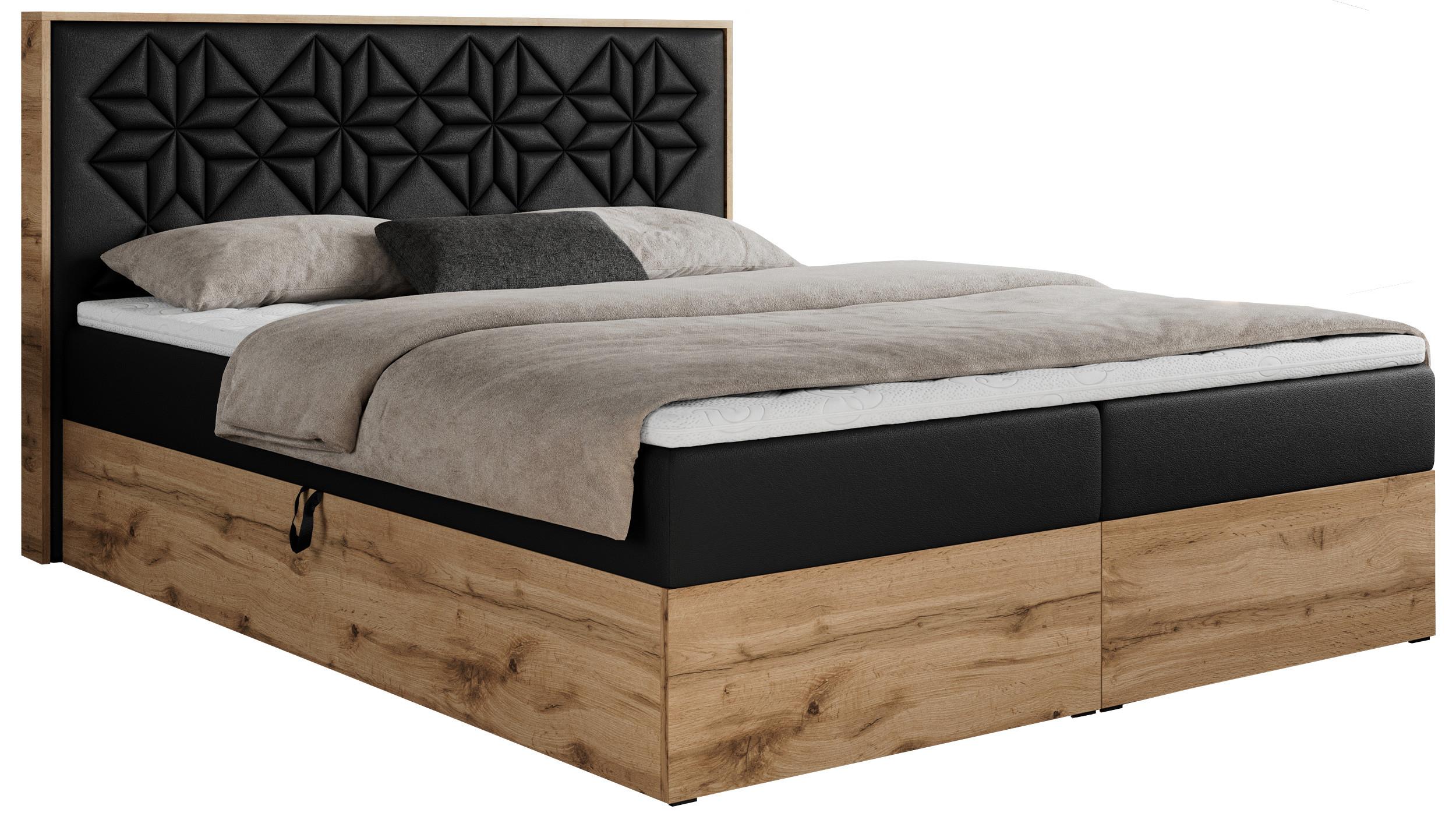BOXBETT NESSI - 200/200 Schwarz Kunstleder - H4 - Schwarz, Holz/Textil (200/200cm) - MKS