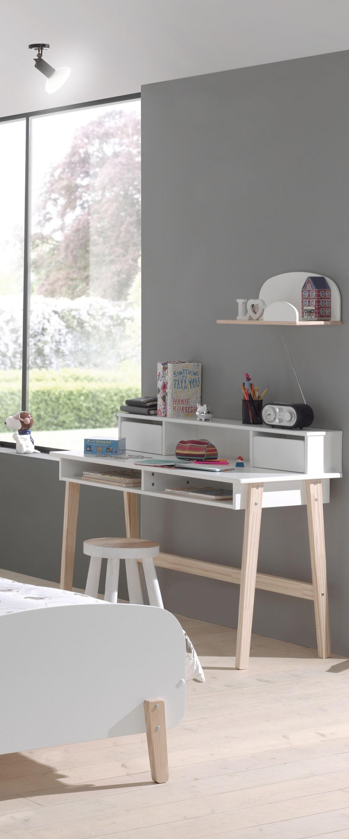 KINDERSCHREIBTISCH Karilynn 120x60x87 MDF+Massivholz Weiß - Weiß, Holzwerkstoff (116/87/160cm) - 58aufmkessel