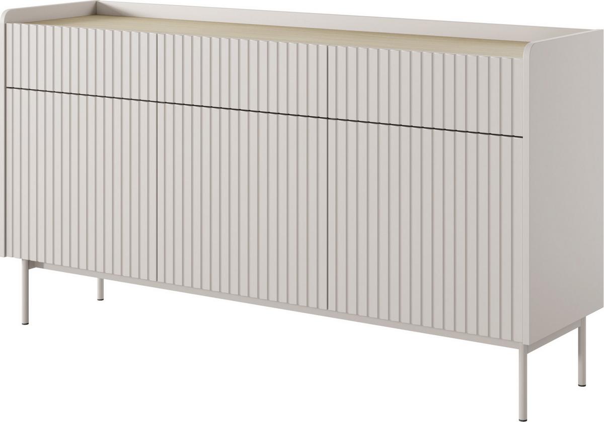 SIDEBOARD Nolle in Beige & Scandi Eiche 153/82/38 cm - Sandfarben/Beige, Holzwerkstoff/Metall (153/82.2/38cm) - WFL GROUP