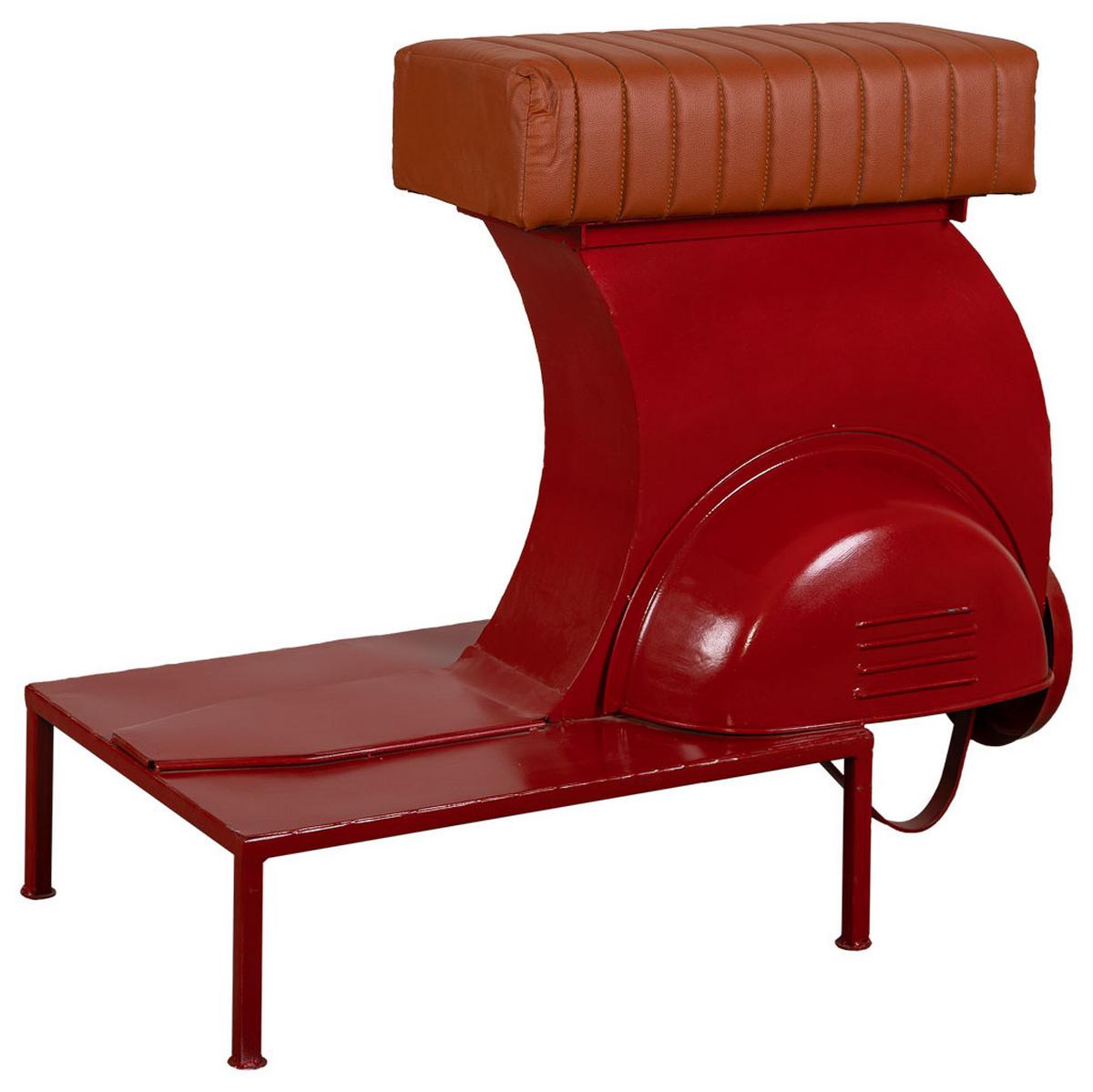 HOCKER aus Metall, rot, 95x50x75cm - Rot, Metall (95/75/50cm) - Wanderlust