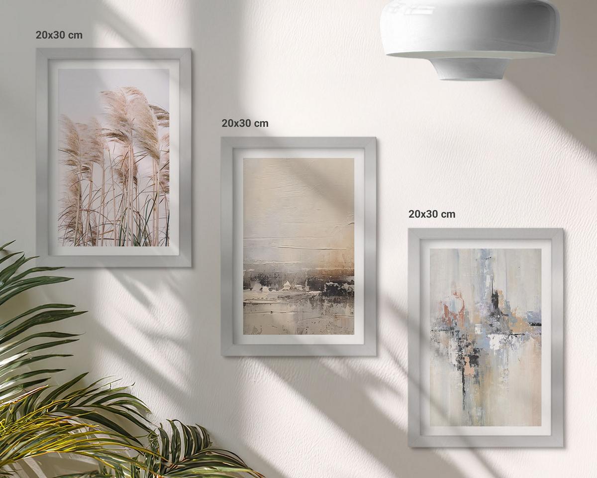 BILDER SET 3er Set - 20x30 cm Silberner Rahmen - Abstrakte Vegetationsmuster - Silberfarben, Kunststoff (20/30cm) - TULUP