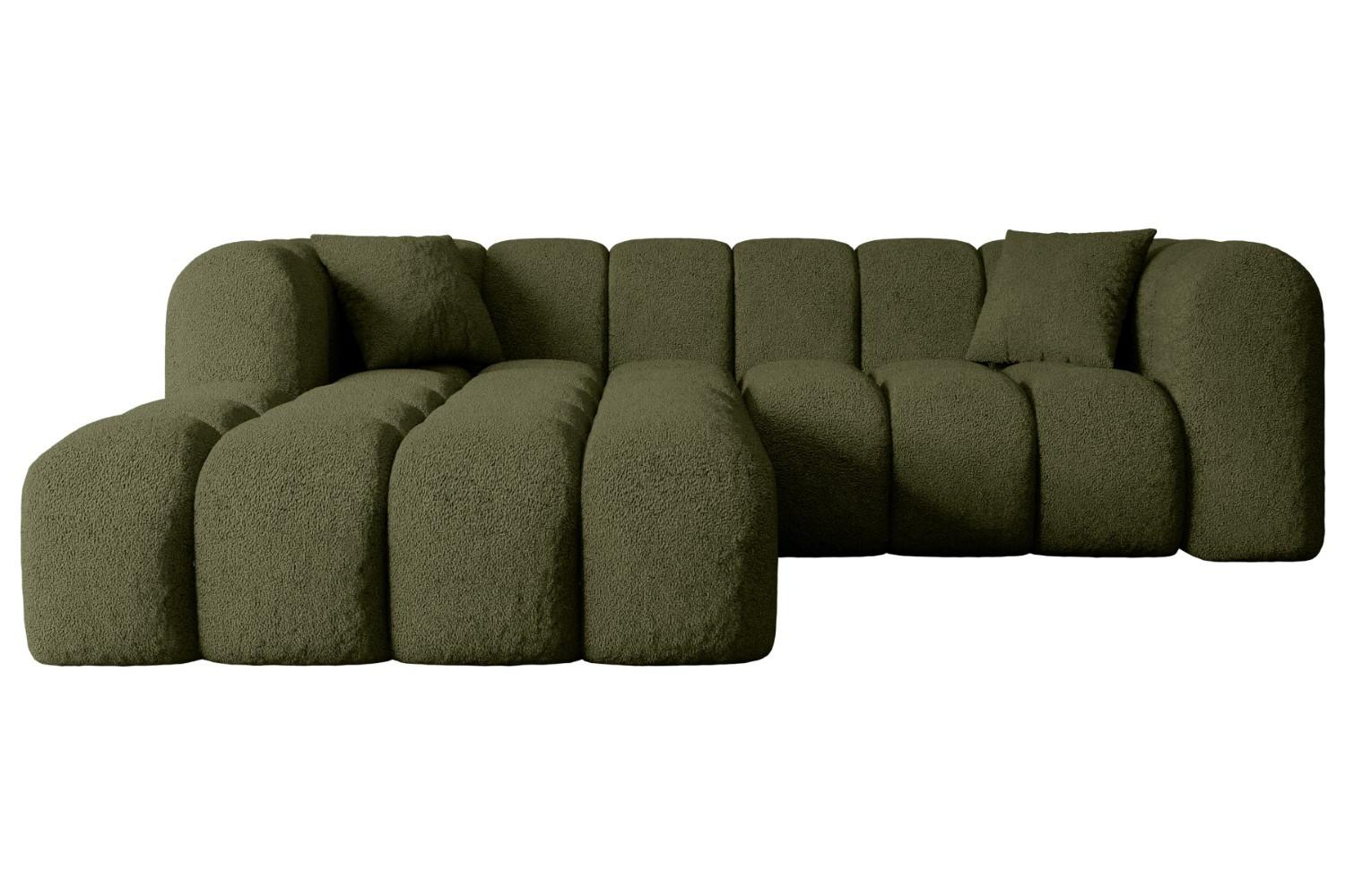 ECKSOFA Ottomane Links OLEA-L1 - 231x173x74 cm Grün - Platinfarben/Schwarz, Holzwerkstoff/Kunststoff (190/242cm) - ALTDECOR