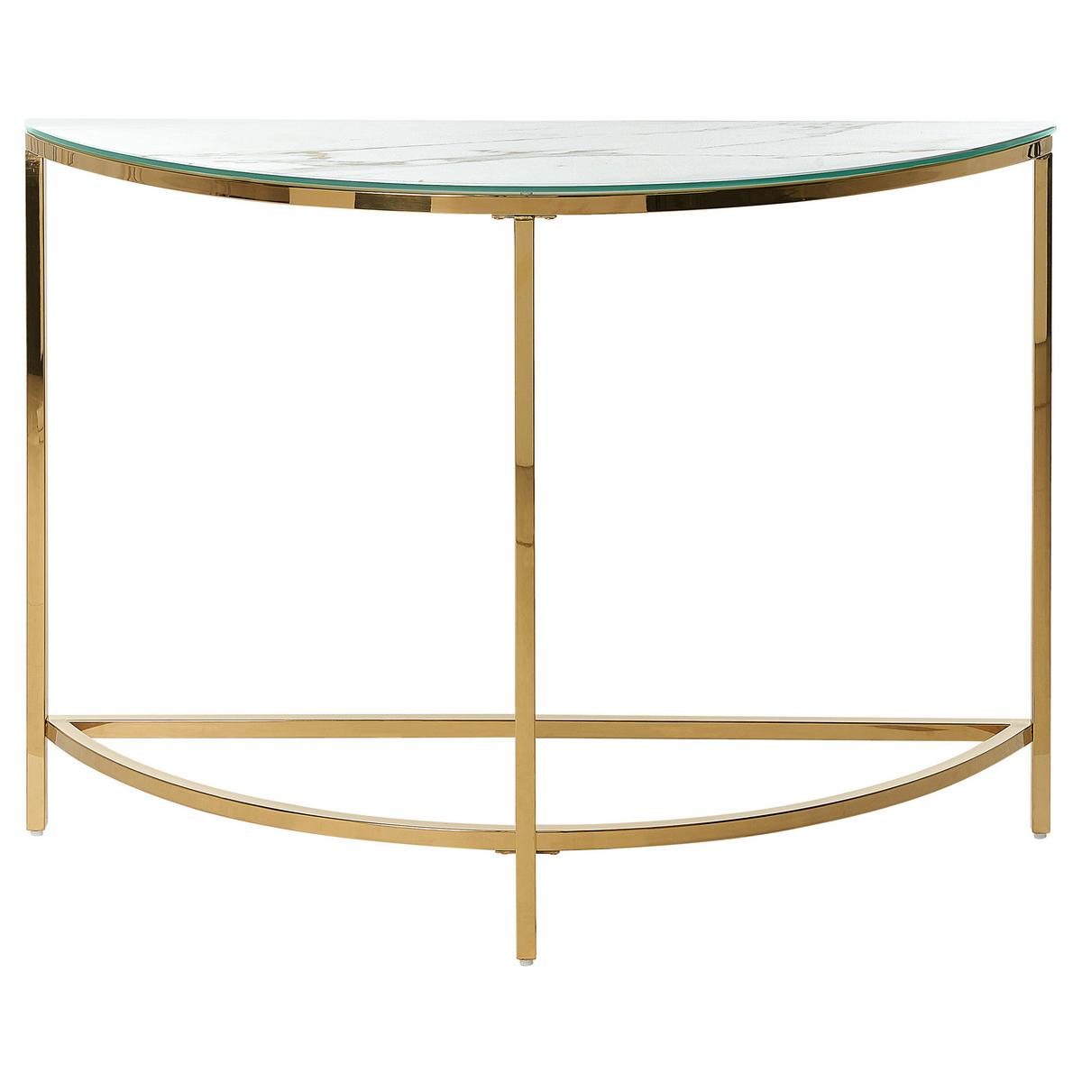 KONSOLENTISCH Marmor Optik weiß/gold Orita - Goldfarben/Weiß, Glas (36/111/78cm) - Beliani