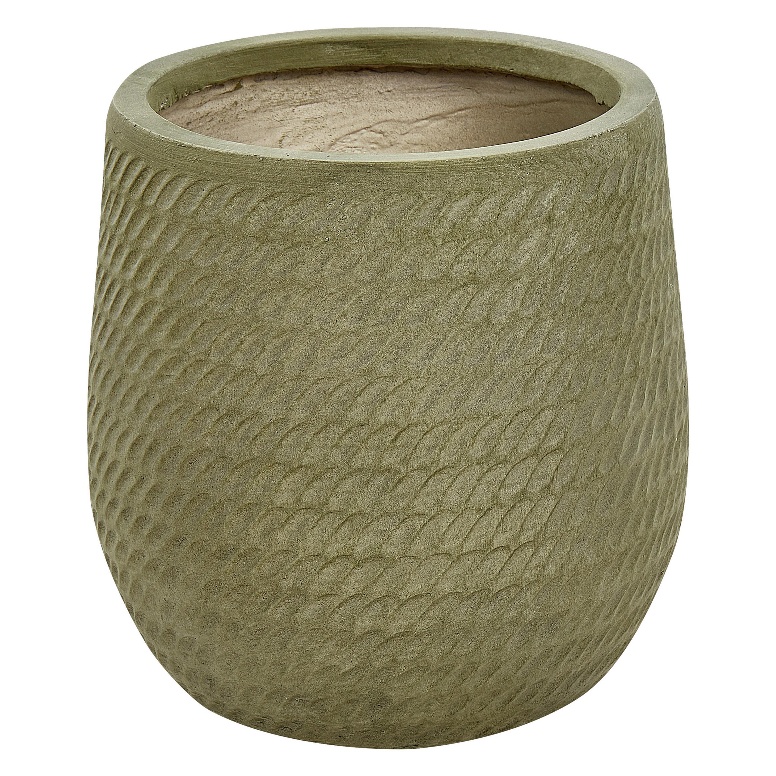 BLUMENTOPF olivgrün rund 27/27/32 cm Livadia - Grün, Naturmaterialien (32cm) - Beliani