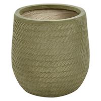 BLUMENTOPF olivgrün rund 27/27/32 cm Livadia - Grün, Naturmaterialien (32cm) - Beliani