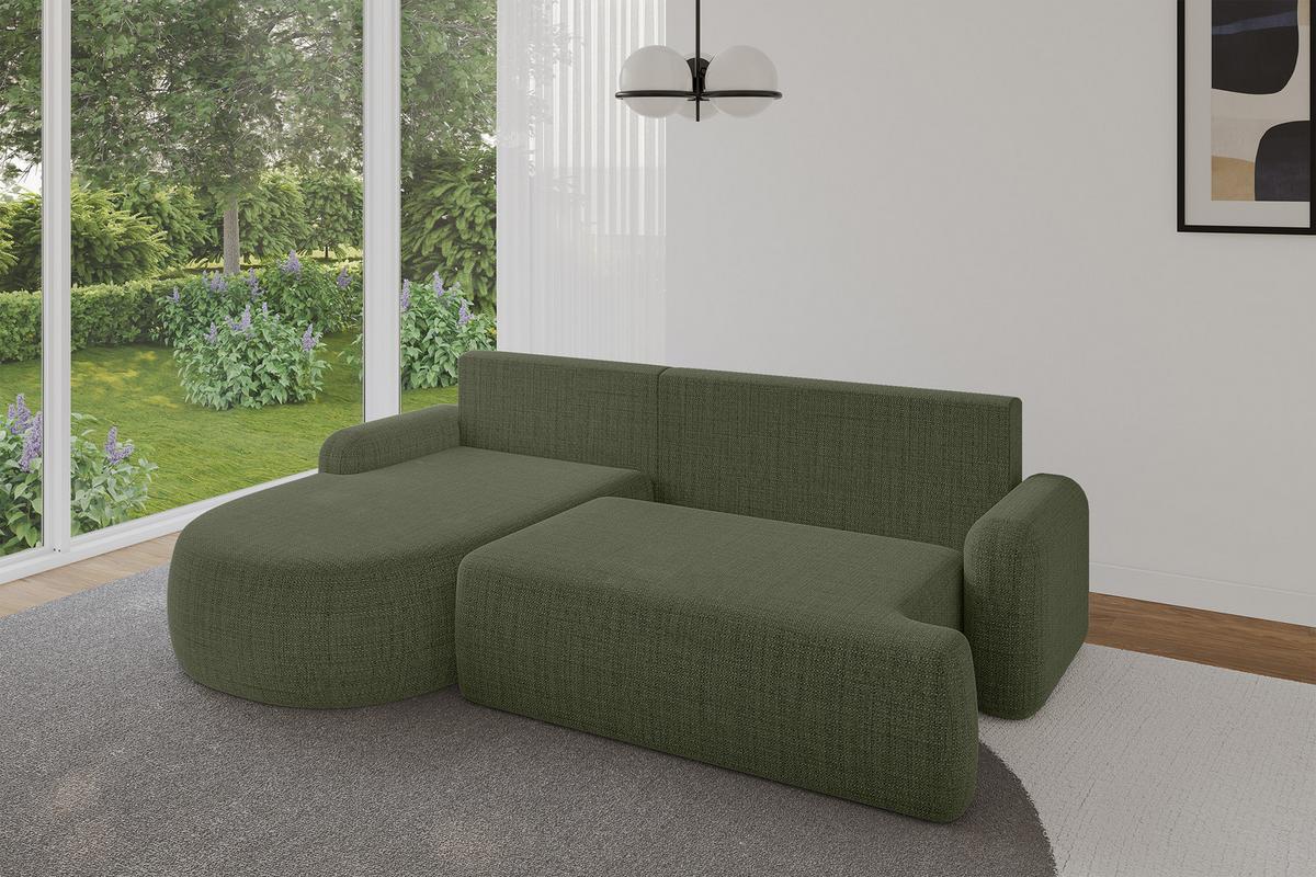 ECKSOFA mit Schlaffunktion und Bettkasten LIRA-L - 264x172x89 Grün - Grün, Holzwerkstoff/Textil (264/172cm) - ALTDECOR