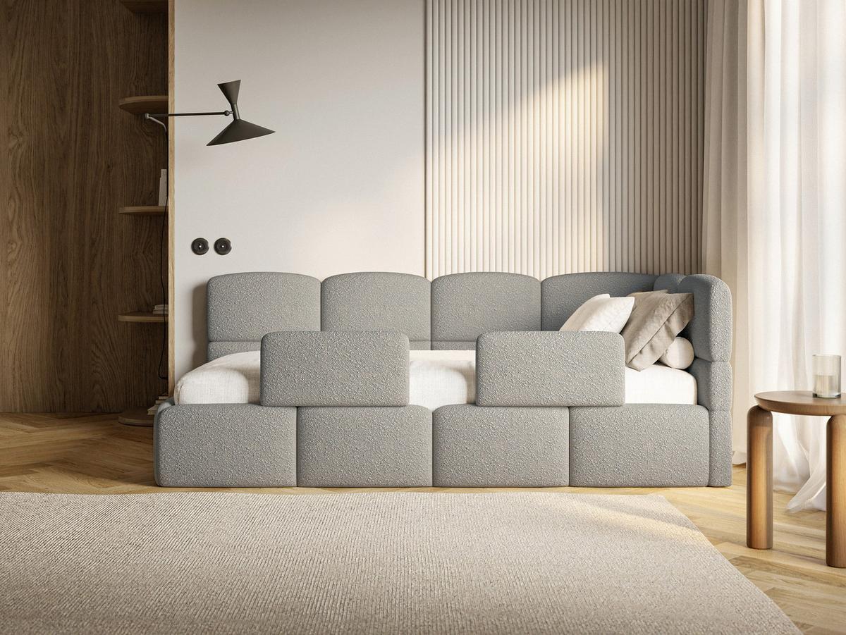 KINDERBETT Cloudy Grau 120 cm, Bouclé - Schwarz/Grau, Kunststoff/Textil (120/200cm) - Selsey